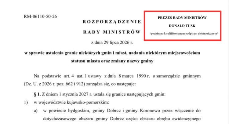 Premier Donald Tusk podpisał rozporządzenie